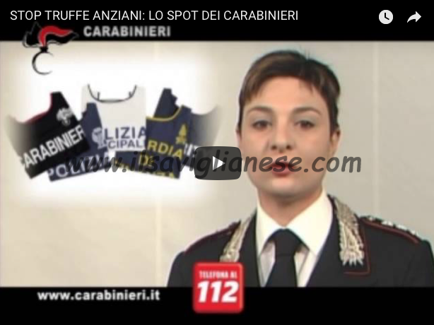 Truffe agli anziani: video spot dei Carabinieri su come difendersi
