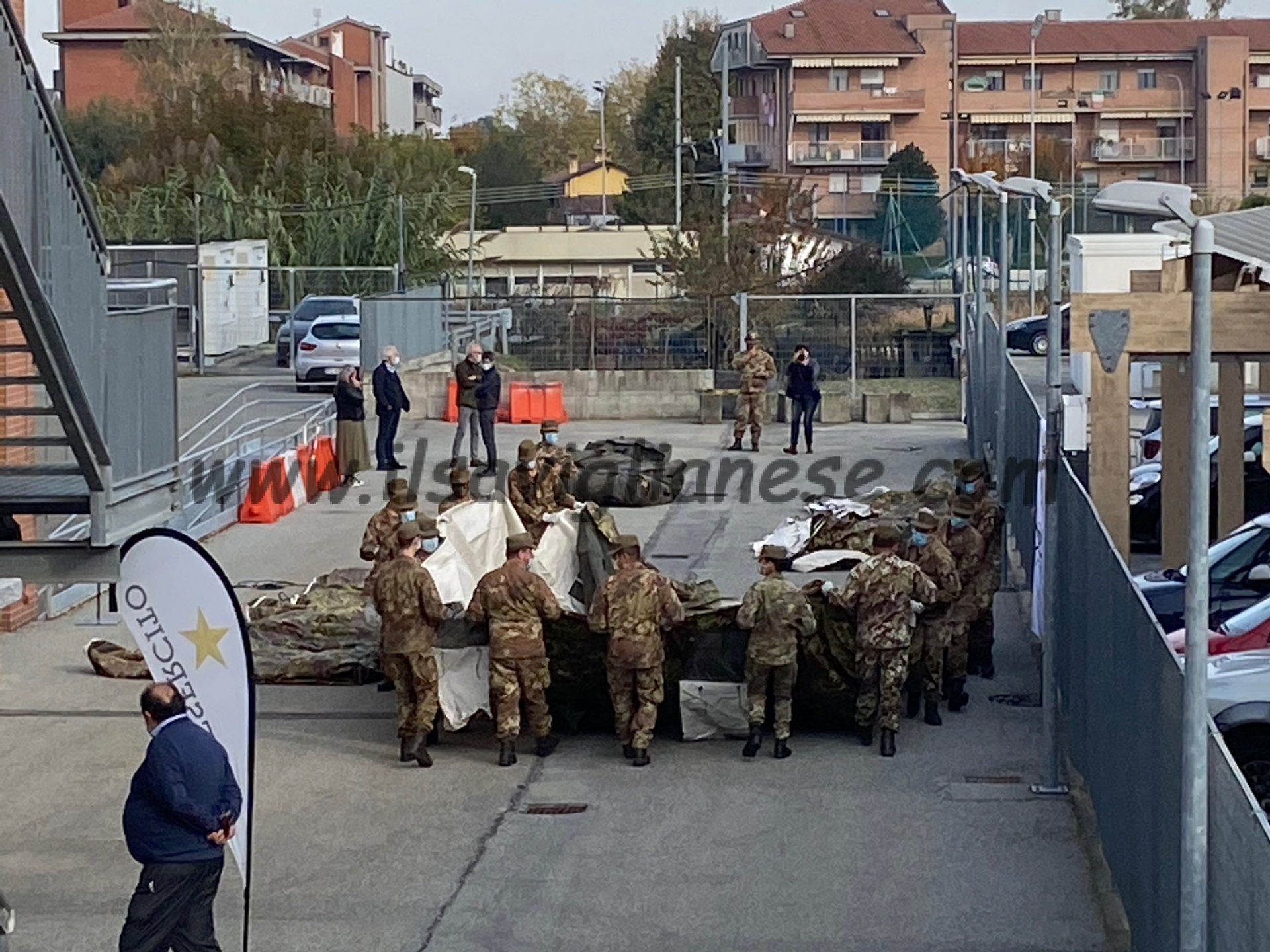 L’Esercito monta le tende all’ospedale SS. Annunziata di Savigliano
