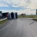 Autoarticolato ribaltato, problemi alla circolazione in corso Principi di Piemonte